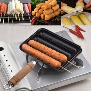 Chảo Chiên Xúc Xích 4 Ngăn Chảo Nướng Xúc Xích Lạp Xưởng Chống Dính Tiện Lợi