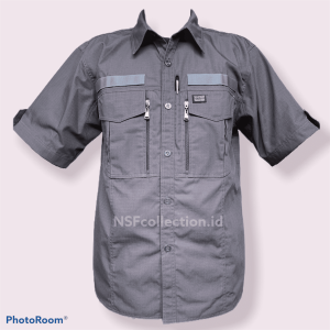 Kemeja Tactical W TAC Lengan Pendek Abu
