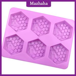 Mazhaha 3D Handmade Soap Silicone Mold 6-Piece Bee Shape Silicone Mold DIY Handmade Soap Mold Homemade Honeycomb DIY Cake Mold