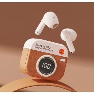 Q86 TWS Kamera Retro Earphone Bluetooth Digital Display Sound Desain Headset Unik HiFi Suara Jernih