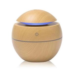 Air Humidifier Wood Grain Mushroom Shaped USB Aromatherapy Diffuser with Night Light Home Office