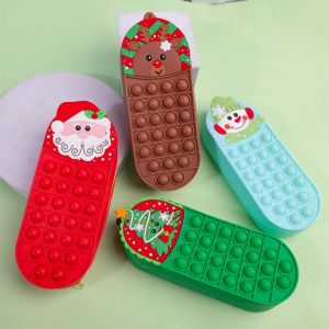TOOCOLOR Cartoon Christmas Pencil Bag Creative Large Capacity Bubble Pen Bag Multifunctional Silicone Stationery Storage Case School Supplies