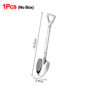 2/4Pcs Stainless Steel Shovel Spoons Coffee Tea Spoon Ice Cream Dessert Fruit Party Scoop Kitchen Tableware Decor Cutlery Set (NO BOX)