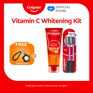 [Free Mirror Charm] Colgate Optic White Vitamin C Toothpaste Teeth Whitening Duo [Includes Toothpaste Toothbrush]