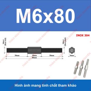 Bulong 2 đầu ren lục giác ngoài M3 đến M10 - Bulong 2 đầu dài 30mm 40mm 60mm 80mm 100mm