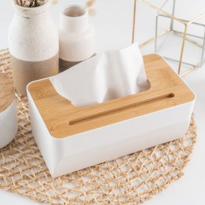 ARAFURA - TaffHOME Kotak Tisu Kayu dengan Smartphone Holder Mobile and Tissue Box - ZJ005 - White