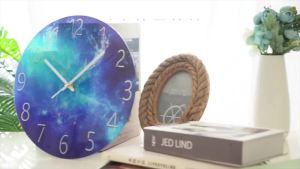 FFBH Tempered Glass Wall Clock Silent Quartz Clock for Living Room Bedroom Office European Style Decorative Clock No Drilling Needed R7Q2P