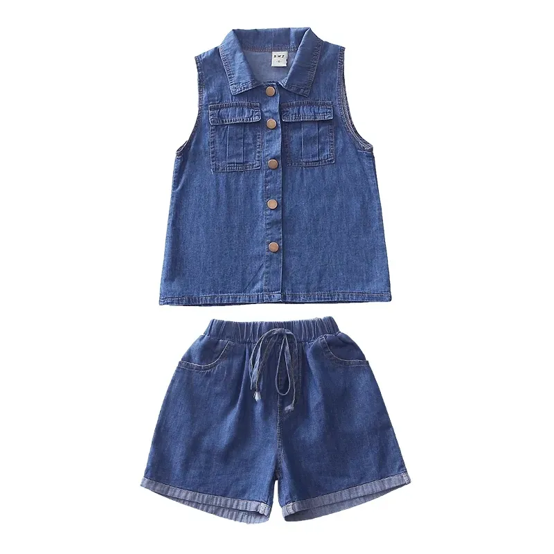 KAISHA Children's Fashion 2PCS（Blouses+Shorts） baju baby girl korean denim  Shorts for kids girl casual clothes 1 to 2 to 3 to 4 to 5 to 6 to 7 to 8 to  9