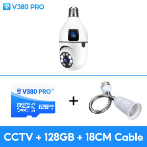 V380 Pro Q16S HD 1080P E27 CCTV Bulb Camera Dual Lens Indoor Smart IP Security Camera Night vision 2 Way Audio Wireless Wifi Connect to Cellphone Remote surveillance camera PTZ rotatable 360° Automatic Tracking CCTV