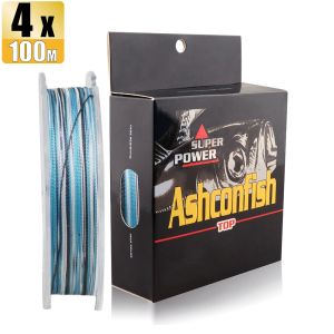 Ashconfish 4 Sợi 100M Câu Cá Bện Line Sợi PE Nhiều Màu Màu Xanh Ngụy Trang/Green Camo Line 2-80LB