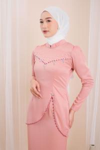 Setelan Baju Kurung Malaysia Felicya Baju Polos Mix Rok Modern Payet Kondangan Akad Wisuda