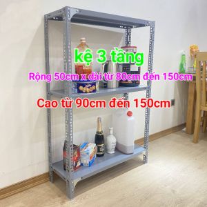 Kệ sắt V Lỗ 3 Tầng mâm sắt ( Rộng 50cm x dài từ 80cm đến 150cm) Cao nhiều kích thướckệ sắt đa năng CHẤT LƯỢNG_Vật Tư Hải Đăng 474
