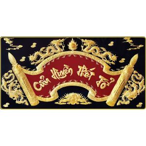 Tranh Cửu Huyền Thất Tổ trang trí bàn thờ tráng gương 3D bo viền cao cấp - TranhViet