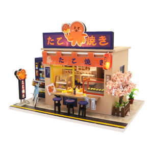 Lepton DIY Dollhouse Miniature Kit DIY Dollhouse Dust Cover Shin Chan Takoyaki Valentine Birthday Gift DIY
