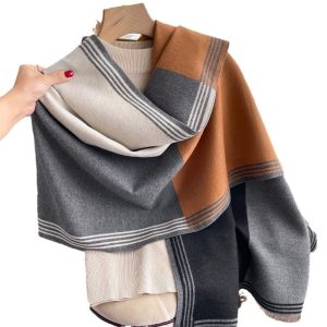 TI9P Warm Double Sided Scarf Soft Thick Large Shawl Wrap Luxury Plaid Pattern Plaid Scarf For Women