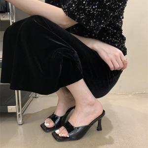 2024 Office sandals for women leather new summer square head stiletto heels sandals#FT412