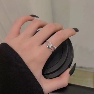 925เงินสเตอร์ลิงแหวนเงินผสมหนามสองชั้นสำหรับผู้หญิง-การออกแบบที่ไม่เหมือนใครและทันสมัย