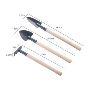 3 Pcs/set Mini Spade Shovel Harrow Flowerpot Tools Potted Plants Maintenance Wooden Handle Succulent Plant Mini Tool Set