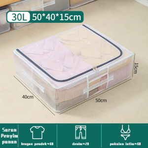 30L/60L/90L pvc storage box Kotak Penyimpanan bawah tidur Pakaian tahan lembab organizer box