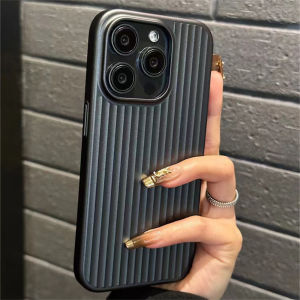 Luxury Ultra Thin Stripe Corrugated Phone Case For iPhone 16E 16 15 14 Plus 13 Pro Max Shockproof Protection PC Hard Back Cover