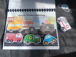 Vehicles Shadow Matching Busy Book Interactive Laminated Activity ESL Teaching Aid Props