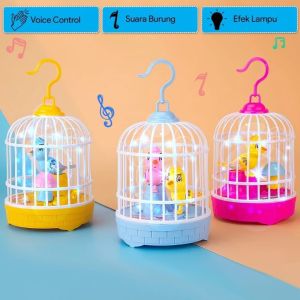 MAINAN ANAK BURUNG VOICE CONTROL BIRDCAGE FU1138 BURUNG TEPUK BERSUARA/ Mainan anak sangkar burung bunyi lampu / mainan burung berkicau murah/mainan burung bersuara