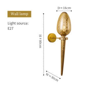 ห้องรับประทานอาหารไทยสไตล์เอเชียตะวันออกเฉียงใต้คลับเฮ้าส์โคมไฟติดผนังสีทองขนาดใหญ่ร้านอาหารทางเดินโคมไฟตกแต่งสไตล์ยุโรปย้อนยุค