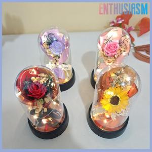 【Enthusiasm】🌟🌟【Hot Sale】🎈 1 Set Eternal Rose Light Soap Flower In Acrylic Cover LED Valentine Day Gift For Girlfriend Mothers Day Wedding Bridesmaid Gift