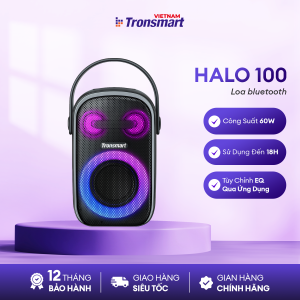 Loa Bluetooth 5.3 Karaoke mini di động TRONSMART HALO 100 SPEAKER – Đèn RGB ấn tượng - Chế độ âm thanh nổi  - Hàng chính hãng - Bảo hành 12 tháng