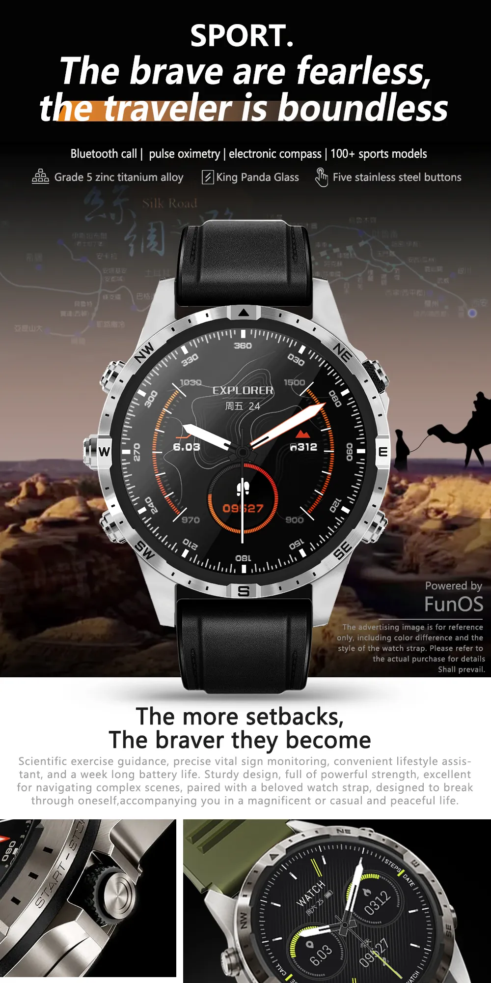 Aolon GT5 Pro 1.6 นิ้ว นาฬิกา สมาร์ทวอทช์ เข็มทิศ smartwatch จอใหญ่ 100+ โหมดกีฬา โทรผ่านบลูทูธ IP67 กันน้ํา นาฬิกาวิ่ง