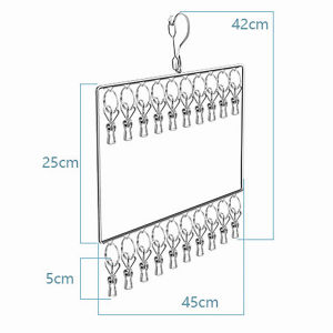 Cure ที่หนีบผ้า ราวหนีบผ้าสแตนเลสแบบ 20/40 ตัวหนีบ หนาพิเศษ สี่เหลี่ยม/กลม