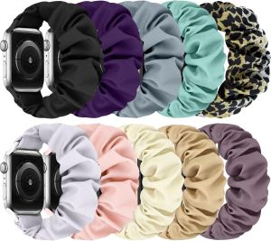 Scrunchies Bands Compatible for 40mm 38mm 41mm 42mm 44mm 45mm 46mm 49mm Soft Nylon Elastic Strap Wristband for iWatch Series 10 9 8 7 6 5 4 3 2 1 SE Ultra