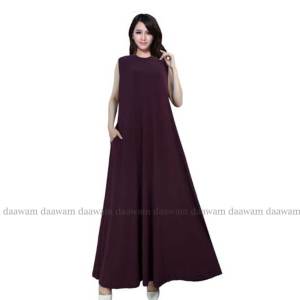 Daawam Long Dress Tanpa Lengan Bahan Jersey Lengkap Ukuran S M L XL XXL