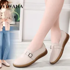 VIWANA White Flat Shoes For Women Korean Style Slip On Casual Shoes Fashion  Comfy Soft Sole Black Loafers Ladies Shoes 2022 New Design Women Shoes