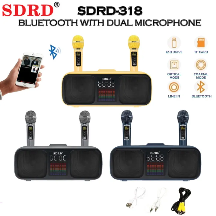 New!!!! SDRD 318 Wireless Bluetooth Dual Microphone Karaoke