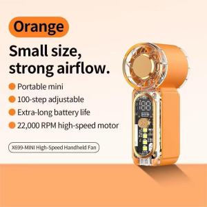 X699 Turbo Handheld Fan 5000mAh PortableFan 199 Speeds LED Display USB Rechargeable Cooling Fan