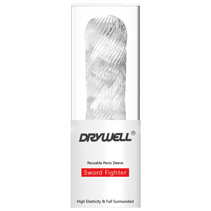 DRYWELL 1 piece Ribbed Reusable Penis Sleeve Male Sleeve for Penis