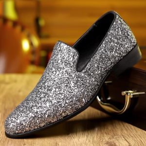 GRAZIA Mens Loafers Shoes Fashionable and Trendy Business Dress Shoes Sequin Design Mens Party Shoes