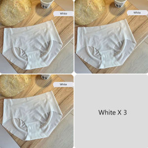 【3Pcs/Pack!】 MeooLiisy Seamless Ice Silk One-piece Ultra-thin Underwear Mid Waist Hip Lift Simple Briefs