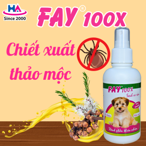 Xịt ve rận bọ chét FAY 100X - Chiết xuất thảo mộc an toàn