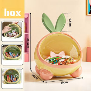 Cute Rabbit Ear Desktop Organizer Storage Box Large Capacity Multifunctional Key Jewelry Bin Office Desk Decor Organizer