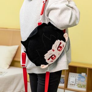 THOMA การ์ตูนลายการ์ตูน กระเป๋าเป้สะพายหลัง NE Zha 2 จุได้มาก คาวาอิ กระเป๋าใต้วงแขนผ้ากำมะหยี่ แบบพกพาได้ ตำนานดั้งเดิมของจีน กระเป๋าถือแบบถือ กิจกรรมกลางแจ้งกลางแจ้ง