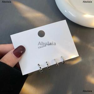 [COD] Abulaia 4PCS Stainless Steel Hoop Earrings Cool Daily Wear Jewelry Accessories