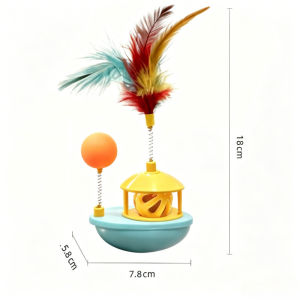 MAODEBEAR Interactive Cat Toy Wobble Base Teaser Stick Feather Ball Bell Indoor Kitten Play Toy
