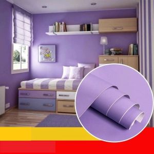 Wallpaper Stiker Dinding Polos Serat Ungu Muda 7 s/d 8M LEBAR 45CM