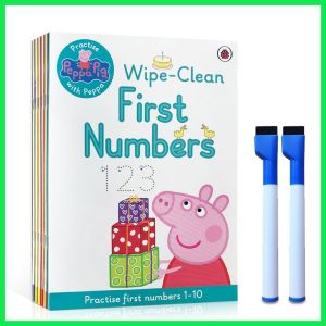 【SG Stock】Peppa Pig Practise with Peppa Wipe-Clean 6books set，firs number/words/letters/books set