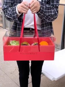 【 Tempat 】 Pembungkusan Selebriti Bersih Mudah Alih Percutian Bunga Krismas ins Buah-Buahan Mewah Angin Packaging Influencer Gift Portable Holiday Christmas Flower ins Style High-End Fruit