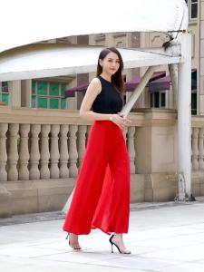 Women Chiffon Wide Leg Pants Spring Summer Thin Culottes High Waist Loose All-Match Solid Lady Trousers Elegant Fashion Palazzo