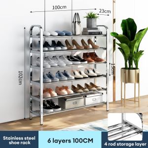 SPACEMADER 3/4/5 Tier Stainless Shoe Rack Shoe Cabinet Indoor Outdoor Student Dormitory Assembled Storage Rack