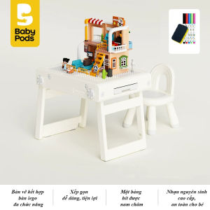 Bộ bàn vẽ kết hợp bàn lego đa chức năng xếp gọn Babypods hít được nam châm tặng bút màu xóa bảng